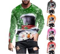 Mens Christmas Sweatshirt Snowman Funny Jumper Novelty Xmas Sweatshirt 3D Printed Pullover Graphic Christmas Pullover Long Sleeve Shirt Causal Crewneck Tops Happy Holiday Costume Red