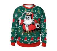 Men's Christmas Sweatshirt, Ugly Print, Hoodie, Long Sleeve, Large Size, Casual, Pullover, Chic and Elegant, Autumn, Winter, Round Neck, Sweatshirt, Loose Fitting, Christmas, Halloween, Sportwear