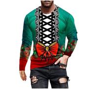 Mens Christmas Sweatshirt UK Clearance, Ugly Xmas Jumper Funny Printed Santa Claus Pullover Long Sleeve Sweater Round Neck Blouse Novelty Jumpers Party Celebration Event Shirt Festive Tunic Tops