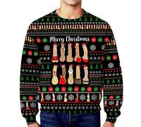 Mens Christmas Sweatshirts Dirty Secret Print Jumpers Casual Loose Round Neck Sweater Funny Vulgar Pullover Fleece Line Long Sleeve Jumpers Autumn Winter Warm Tops for Xmas Wear Black