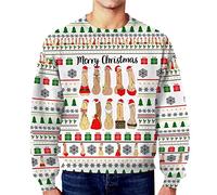 Mens Christmas Sweatshirts Dirty Secret Print Jumpers Casual Loose Round Neck Sweater Funny Vulgar Pullover Fleece Line Long Sleeve Jumpers Autumn Winter Warm Tops for Xmas Wear White