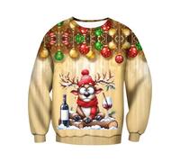Mens Christmas Sweatshirts, Jumper Christmas Mens, Long Sleeves Crew Neck Jumpers Adult Christmas Sweatshirt Ugly Xmas Pullover Teenager Boys Festive Santa Tops