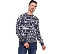 Mens Christmas Threadbare Ho Ho Snow Tree Baked Red Stripe Pattern Novelty Jumper