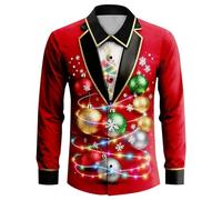 Men's Christmas Ugly Jumper - 3D Tuxedo Red Bow Tie & Golden Stars Print Festive Pullover - Long Sleeve Holiday Party Sweater for Men’s Xmas Celebrations(S3-Purple, S)