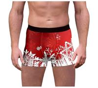 Mens Christmas Underwear- Woven Boxers for Men- 3d Novelty Xmas Underpants Breathable Comfortable Design Trunks Christmas Special Boyshort Style Soft Underwear Loose Festive Costumes Plus Size Retro