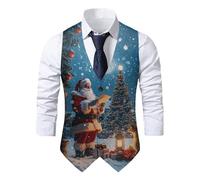 Mens Christmas Vest Festival Christmas Snowflake Suit Vest Fun Waistcoat Christmas Happy Santa Claus Xmas Waistcoats Pocket Vest Holiday Business Dress V-Neck Party Costumes for New Year Xmas Party
