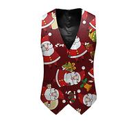 Mens Christmas Waistcoat, Christmas Clothes Men Xmas Tank Suits Novelty Santa Claus Blazer 3d Printed Snowman Waistcoat Xmas Waistcoat Christmas Coat Party Snowflake Xmas Holiday