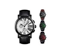 Skmei Mens Black Watch Chronograph Genuine Leather Strap Date Display SK9196BLA