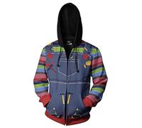 Mens Chucky Pullover Zipper Hoodie Jacket Cosplay Casual Hooded Sweatshirt Outwear