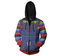 Mens Chucky Pullover Zipper Hoodie Jacket Cosplay Casual Hooded Sweatshirt Outwear, Hoodie, S