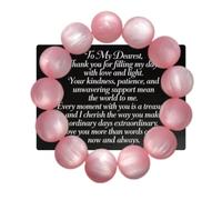 Men's Chunky 16mm Resin Matt Cat Eye Bead Bracelet with Love Note Wallet Card, Stackable Statement Stretchy Beaded Band Anniversary Wedding Birthday Holiday Jewellery Gifts for Him Her