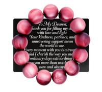 Men's Chunky 16mm Resin Matt Cat Eye Bead Bracelet with Love Note Wallet Card, Stackable Statement Stretchy Beaded Band Anniversary Wedding Birthday Holiday Jewellery Gifts for Him Her