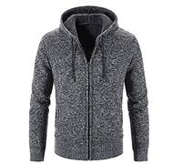 Mens Chunky Knit Cardigan Mens Autumn Chunky Knitted V Neck Buttoned Cable Knit Cardigans Men's Stylish Cadigan Sweater Fleece Lined Cardigans Casual Sweater