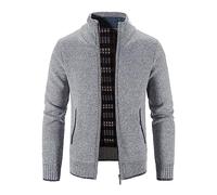 Mens Chunky Knitted Sweater Cardigan Closure Zipper Cardigan Full Zip Front Stand Collar Unisex Handmade Warm Chunky Classic Knitwear Jumper