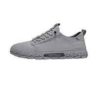 Men's Chunky Trainers with Thick Sole Design, Fashion Mesh Walking Sneakers for Streetwear, Lightweight Casual Shoes with Cushioning Grip, Lace-Up Sports Footwear Grey