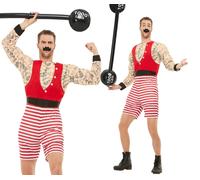 Mens Circus Strong Man Costume Muscle Wrestler Boxer Fancy Dress Outfit