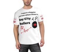 Men's City Rollers Pop Rock Band Bay T-Shirt Casual Short-Sleeve Tees Concert Merch Lightweight Tee-Shirt