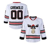 Men's Clark #00 Griswold Movie Hockey Jersey Stitched X-Mas Christmas Vacation, White, Medium