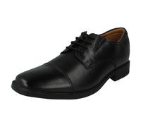 Clarks Tilden Cap Black leather Mens formal shoes 1030-97G in a Plain Leather in Size 12