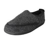 Clarks Mens King Riptape Slipper Dark Grey Felt Slip Ons,Slippers