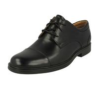 Mens Clarks Formal Smart Lace Up Work Office Black Leather Shoes Un Aldric Cap