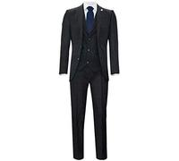 Men's Classic 3 Piece Black Herringbone Authentic 1920s Blinders Tailored Tweed Suit 42/36W