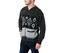 Men's Classic Argyle Diamond Pattern Full Zip Closure Ribbed Hem & Cuffs Cardigan - Warm Winter Long Sleeves Knitwear Grandad Sweater Casual Jumper (as8, alpha, xx_l, regular, regular, Charcoal, XXL)