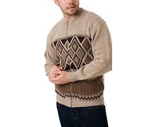 Men's Classic Argyle Diamond Pattern Full Zip Closure Ribbed Hem & Cuffs Cardigan - Warm Winter Long Sleeves Knitwear Grandad Sweater Casual Jumper (as8, alpha, m, regular, regular, Beige, M)