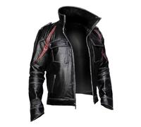 Men's Classic Black And Red Genuine Leather James Heller American Movie Cosplay P2 Costume Jacket