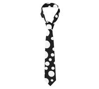 Mens Classic Black White Polka Dot Silk Necktie, Black, One size