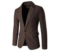 Mens Classic Blazer Party Wedding Jacket Suits Elegant Slim Fit Autumn Winter Single Breasted Vintage Retro Smart Formal Business Dinner Suits Jacket Waistcoat Size M-XXL Coffee