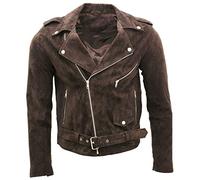 Men's Classic Brando Casual Brown Suede Leather Biker Jacket 5XL