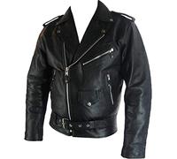 Mens classic Brando Real Leather Jacket B2, Black, 3XL