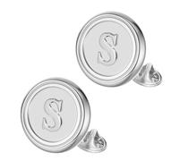 Mens Classic Brass Initial Pins 26 Alphabet Initial Letter Cufflinks Business Wedding Shirts A-Z, Standard, Zinc, no gemstone