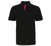 Mens Classic Contrast Polo Shirt Short Sleeve Casual Work Plain Asquith & Fox