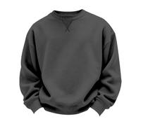 Men's Classic Crew Neck Sweatshirt Solid Colour Vintage Style Top | V Stitch Front Detail Classic Round Neck Solid Olive Green Tone Ribbed Trims Essential Everyday Wear