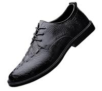 Mens Classic Crocodile Pattern Oxford Shoes Modern Business Casual Elevator Leather Shoes for Increased Height and Comfort(Negro,7 UK)