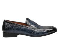 Mens Classic Crocodile Print Faux Leather Penny Loafers Formal Slip on Shoes[U5961-6-MARINE-7.5 UK] Blue