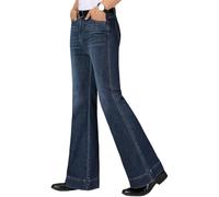 Men's Classic Disco Retro Flared Denim Pants Vintage Relaxed Bell Bottom Jeans 60s 70s Stretch Jean Trousers, Dark Blueb1, Medium