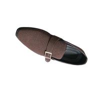 Men's Classic Double Monk Strap Casual Loafer Slip on Comfortable Business Wedding Dress Shoes,Brown,5.5 UK