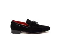 Mens Classic Faux Suede & Leather Tassel Loafers Retro Smart Casual Slip on Shoes [Jersey-Black-Suede, UK/US 11 EU 45]