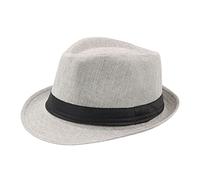 Men's Classic Fedora Hat Black Banded Short Brim Summer Sun Hat Gang Cosplay Party Costume Accessory Black White Fedora Hat for Men Band 1920s Gang Hat S