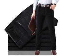 Men's Classic-Fit Corduroy Pant,Straight Stretch Pants Business Trousers with Pockets (Black,31)