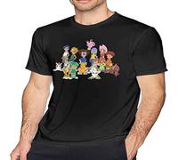 Men's Classic-Fit Short-Sleeve Digimon T-Shirt Basic Short Sleeve Crewneck Tee Shirt Black L
