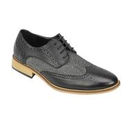 Mens Classic Gatsby Style Tweed Herringbone Smart Formal Brogue Shoes Classic Oxford Lace Ups[A2312H,11 UK,Black,Grey]