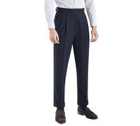 Men's Classic Gurkha Naples Italian Old Money Style No Belt Required Dress Pants (UK, Waist & Inseam, 36, 32, Blue)