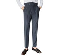 Men's Classic Gurkha Naples Trousers Required Straight Leg Trousers with Slanted Pockets No Belt Trousers,Men's Formal and Smart Casual Gurkha Naples Italian Old Money Style Dress Pants Grey