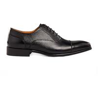 Men's Classic Handmade Full Grain Real Leather Oxfords Shoes Lace up Toe Cap[W3323-A36-BLACK-46EU,11.5UK]