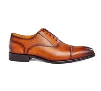 Men's Classic Handmade Full Grain Real Leather Oxfords Shoes Lace up Toe Cap[W3323-A36-BROWN-42EU,8UK]