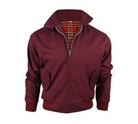 Mens Classic Harrington Full Zip High Collar Retro Jacket 1970’s Mod Coat Top Vintage Scooter Bomber UK Red Navy Black Stone Burgundy Green Sky Royal Blue